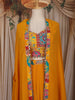 Mustard Yellow Floral Embroidered Design Georgette Skirt Top with Cape Jacket