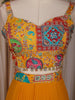 Mustard Yellow Floral Embroidered Design Georgette Skirt Top with Cape Jacket
