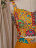Mustard Yellow Floral Embroidered Design Georgette Skirt Top with Cape Jacket