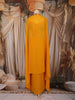 Mustard Yellow Floral Embroidered Design Georgette Skirt Top with Cape Jacket