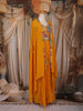 Mustard Yellow Floral Embroidered Design Georgette Skirt Top with Cape Jacket