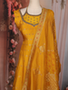 Mustard Yellow Floral Embroidered Design Silk Palazzo Suit with Designer Dupatta