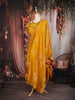 Mustard Yellow Floral Embroidered Design Silk Palazzo Suit with Designer Dupatta