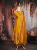 Mustard Yellow Floral Embroidered Design Silk Palazzo Suit with Designer Dupatta