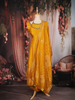 Mustard Yellow Floral Embroidered Design Silk Palazzo Suit with Designer Dupatta