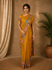 Mustard Yellow Floral Embroidered Design Tussar Saree