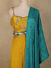 Mustard Yellow Floral Embroidered Georgette Palazzo Suit with Dupatta