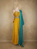 Mustard Yellow Floral Embroidered Georgette Palazzo Suit with Dupatta