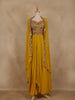 Mustard Yellow Floral Embroidered Georgette Skirt Top