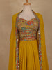 Mustard Yellow Floral Embroidered Georgette Skirt Top