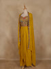 Mustard Yellow Floral Embroidered Georgette Skirt Top
