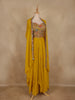 Mustard Yellow Floral Embroidered Georgette Skirt Top