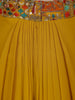 Mustard Yellow Floral Embroidered Georgette Skirt Top