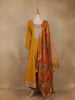Mustard Yellow Floral Embroidered Semi Silk Salwar Suit - Diadem