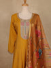 Mustard Yellow Floral Embroidered Semi Silk Salwar Suit - Diadem