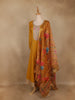 Mustard Yellow Floral Embroidered Semi Silk Salwar Suit - Diadem