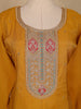 Mustard Yellow Floral Embroidered Semi Silk Salwar Suit - Diadem