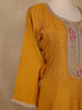 Mustard Yellow Floral Embroidered Semi Silk Salwar Suit - Diadem