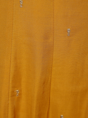 Mustard Yellow Floral Embroidered Semi Silk Salwar Suit - Diadem