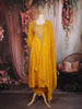 Mustard Yellow Floral Embroidered Silk Blend Salwar Suit with Dupatta
