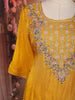 Mustard Yellow Floral Embroidered Silk Blend Salwar Suit with Dupatta