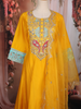 Mustard Yellow Floral Embroidered Silk Cotton Salwar Suit with Dupatta