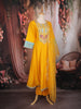 Mustard Yellow Floral Embroidered Silk Cotton Salwar Suit with Dupatta