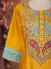 Mustard Yellow Floral Embroidered Silk Cotton Salwar Suit with Dupatta
