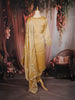 Mustard Yellow Floral Embroidered Tissue Organza Salwar Suit with Dupatta