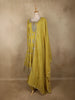 Mustard Yellow Floral Embroidered Tissue Silk Palazzo Suit with Striped Dupatta