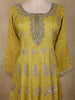 Mustard Yellow Floral Embroidered Tissue Silk Palazzo Suit with Striped Dupatta