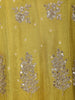 Mustard Yellow Floral Embroidered Tissue Silk Palazzo Suit with Striped Dupatta