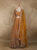 Mustard Yellow Floral Embroidery Design Bridal Net Lehenga