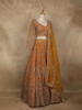 Mustard Yellow Floral Embroidery Design Bridal Net Lehenga