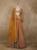 Mustard Yellow Floral Embroidery Design Bridal Net Lehenga