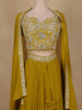 Mustard Yellow Floral Embroidery Georgette Skirt Top