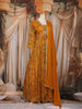 Mustard Yellow Floral Embroidery Gown With Dupatta