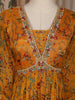 Mustard Yellow Floral Embroidery Gown With Dupatta