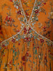 Mustard Yellow Floral Embroidery Gown With Dupatta