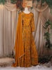 Mustard Yellow Floral Embroidery Gown With Dupatta