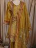 Mustard Yellow Floral Mirror Embroidered Design Organza Salwar Suit with Dupatta
