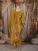 Mustard Yellow Floral Mirror Embroidered Design Organza Salwar Suit with Dupatta