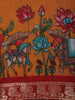 Mustard Yellow Floral Printed Chanderi Cotton Saree with Contrast Zari Border