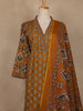 Mustard Yellow Floral Printed Cotton Salwar Suit With Dupatta
