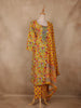 Mustard Yellow Floral Printed Cotton Salwar Suit with Dupatta