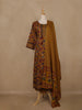 Mustard Yellow Floral Printed Cotton Salwar Suit with Dupatta