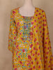 Mustard Yellow Floral Printed Cotton Salwar Suit with Dupatta
