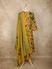 Mustard Yellow Floral Printed Cotton Salwar Suit with Printed Dupatta