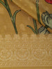 Mustard Yellow Floral Printed Design Banarasi Saree with Zari Border