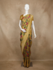 Mustard Yellow Floral Printed Design Banarasi Saree with Zari Border